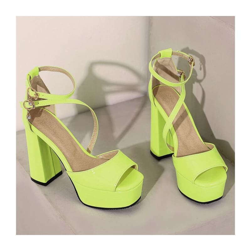 Peep Toe Platform Chunky Heel Sandals