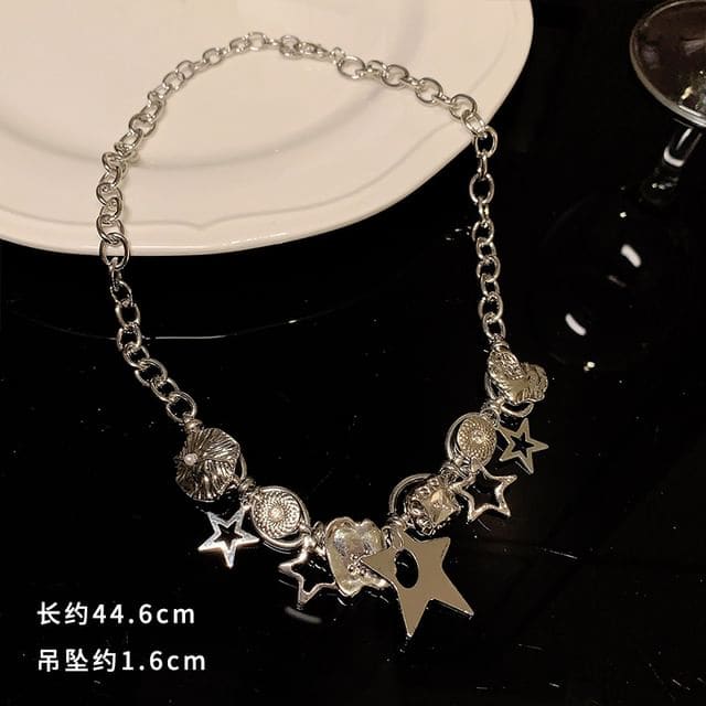 Pendant Alloy Choker (Various Designs) - GM1236 - Silver