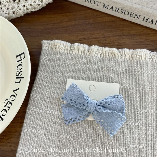 Perforated Plain Bow Hair Clip / Hair Tie - Hair Clip