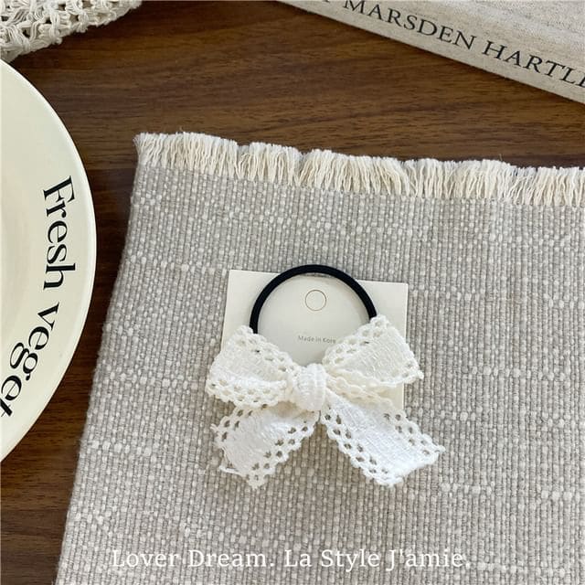 Perforated Plain Bow Hair Clip / Hair Tie - Hair Tie