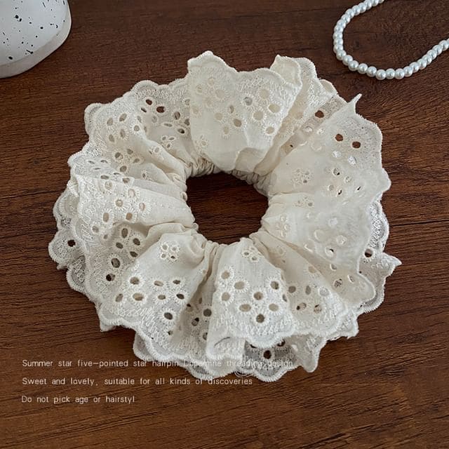 Perforated Scrunchie - 02# - White / One Size