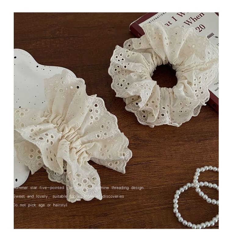 Perforated Scrunchie - 02# - White / One Size