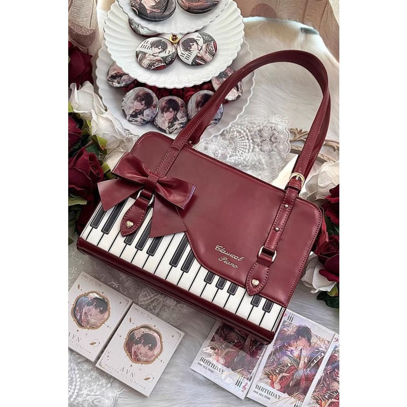 Piano Waltz Bowknot Handbag - One-Size / Red