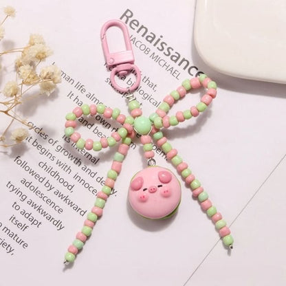 Pig Bow Bead Resin Bag Charm Keyring (Various Designs)