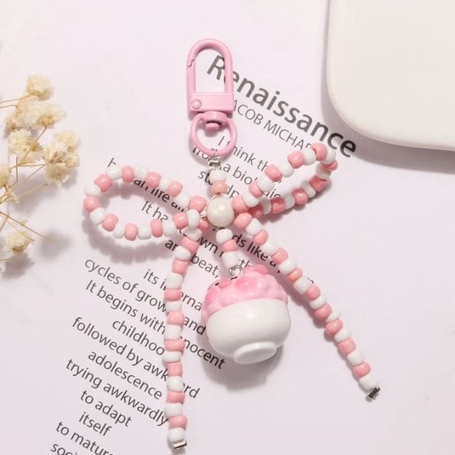 Pig Bow Bead Resin Bag Charm Keyring (Various Designs)