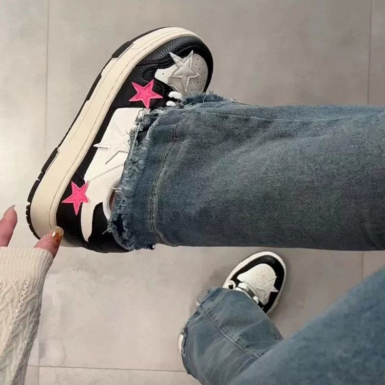 Pink Black Star Sneakers - Sneakers