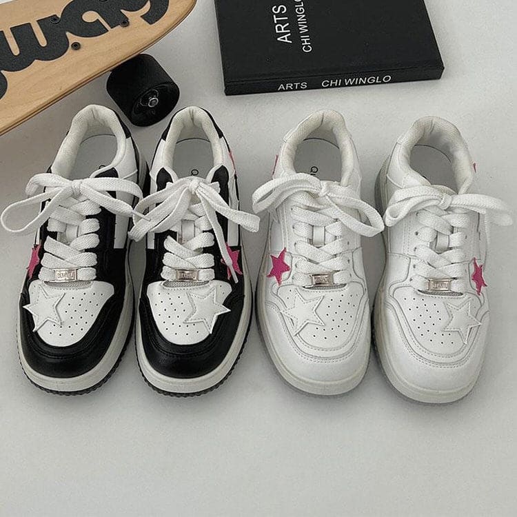 Pink Black Star Sneakers - Sneakers