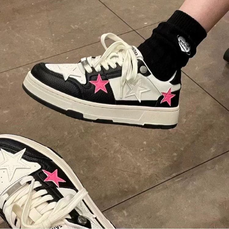 Pink Black Star Sneakers - Sneakers