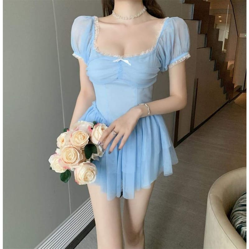 Pink/Blue Pink Mini Cute Pastel Dress MK16157 - Dress