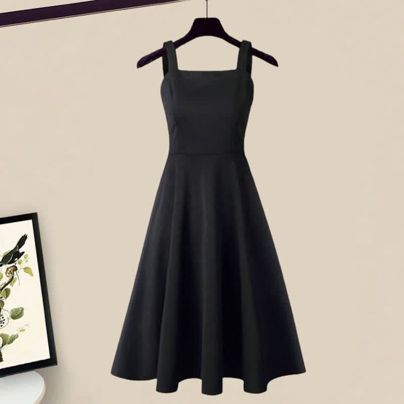 Pink Boho Tassel Shawl Wrap Slip Dress - Black Dress / M