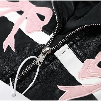 Pink Bow Leather Jacket - Lovesickdoe