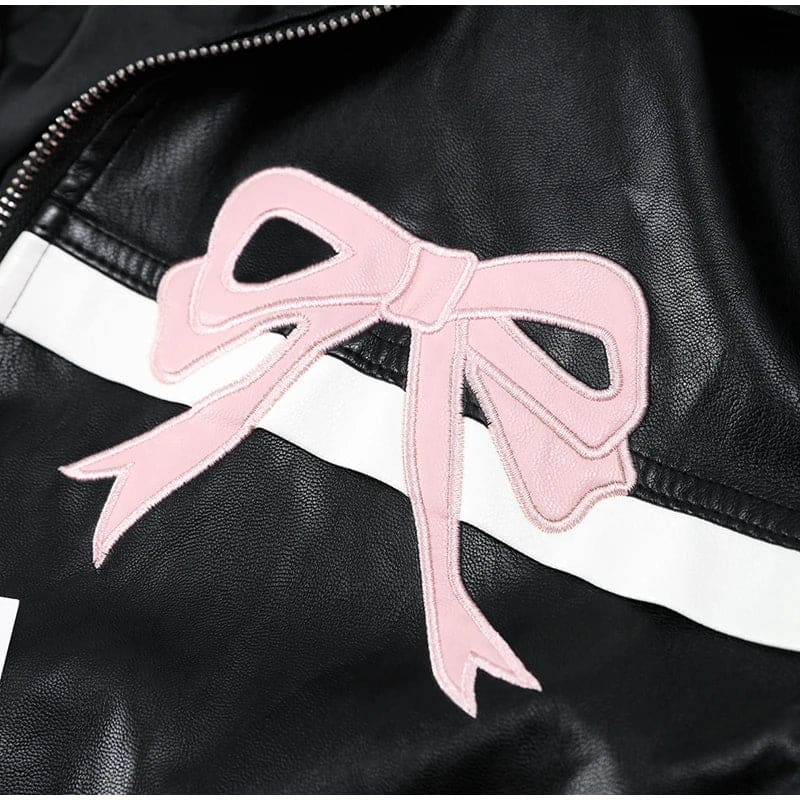 Pink Bow Leather Jacket - Lovesickdoe