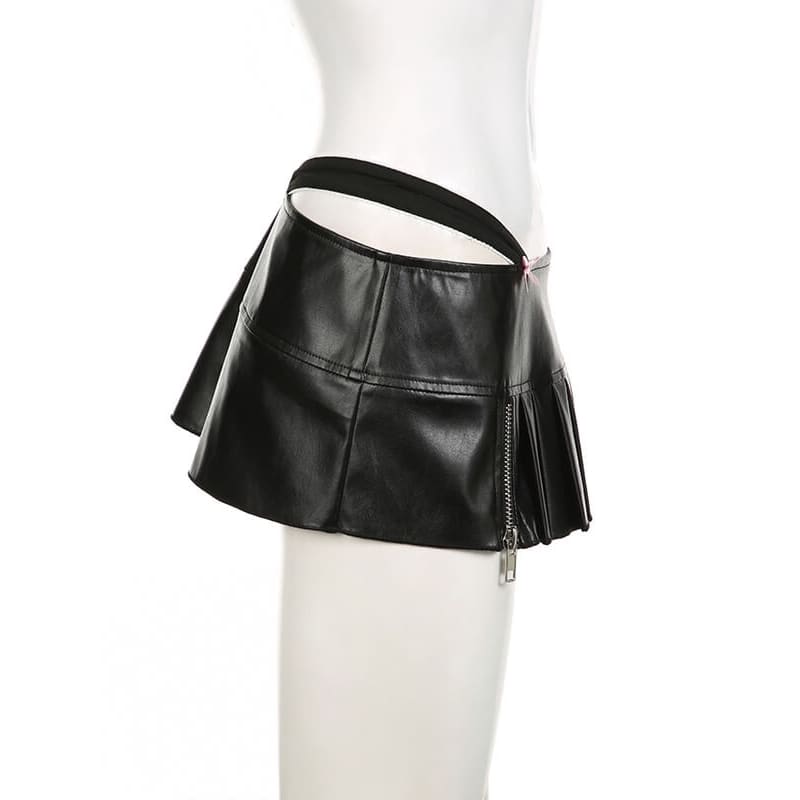 Pink Bow Leather Mini Skirt - mini skirts