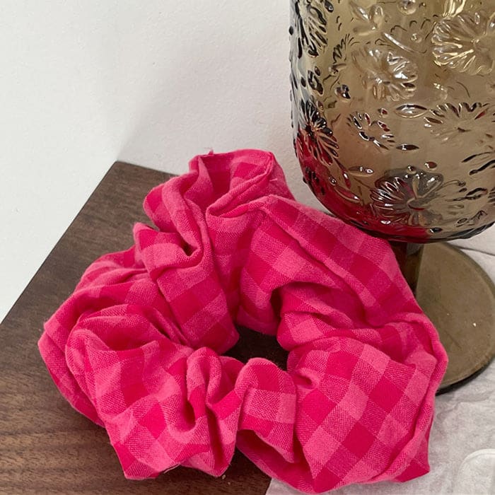 Pink Checkered Scrunchie - Other