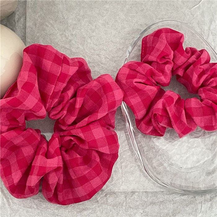 Pink Checkered Scrunchie - Other