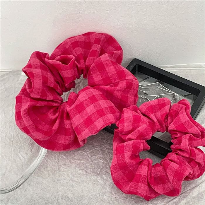 Pink Checkered Scrunchie - Pink / Small - Other