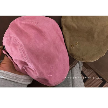 Pink Cotton Flat Cap