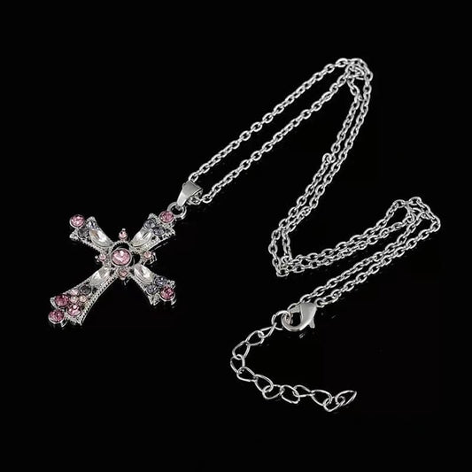 Pink Diamond Cross Necklace - Diamond cross necklace