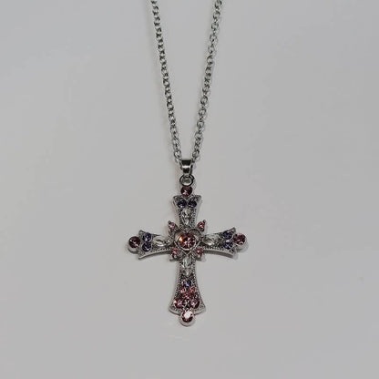 Pink Diamond Cross Necklace - Diamond cross necklace