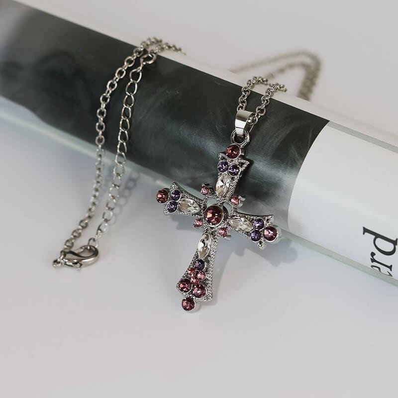 Pink Diamond Cross Necklace - Diamond cross necklace