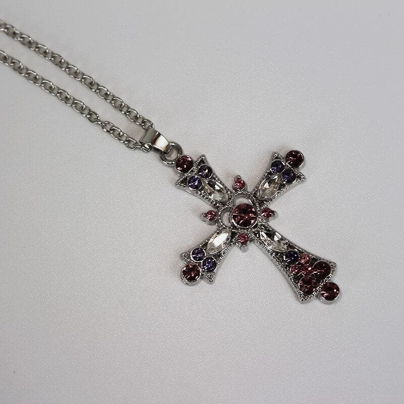 Pink Diamond Cross Necklace - Diamond cross necklace