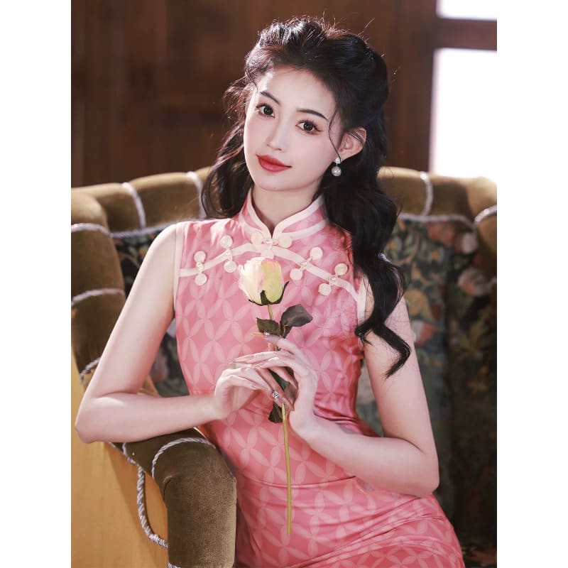 Pink Elegant Cheongsam - Female Hanfu