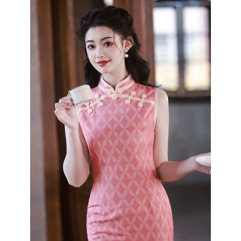 Pink Elegant Cheongsam - Female Hanfu