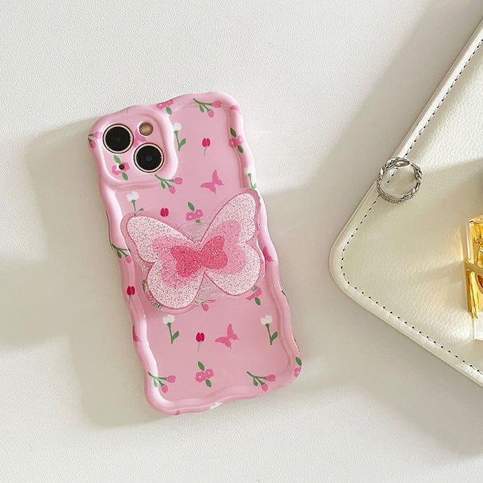 Pink Floral Butterfly Phone Case - IPhone Case