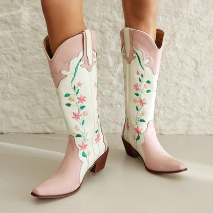 Pink Floral Cowboy Boots - Boots