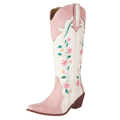 Pink Floral Cowboy Boots - EU35 (US5.0) / Pink - Boots