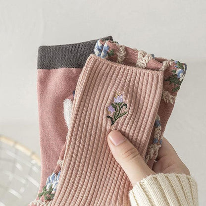 Pink Floral Socks - Socks