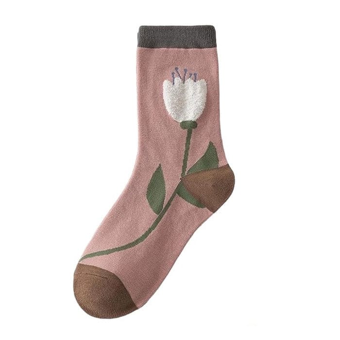 Pink Floral Socks - Socks