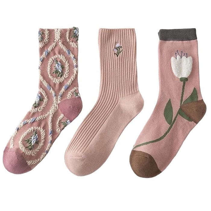 Pink Floral Socks - Socks