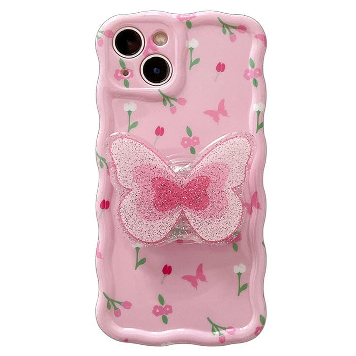 Pink Flowers Butterfly iPhone Case - iPhone 11 / Pink