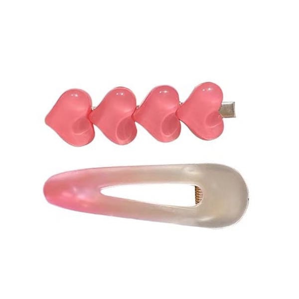 Pink Gradient Hair Clips Set - Standart/ 2pcs / Pink - Other