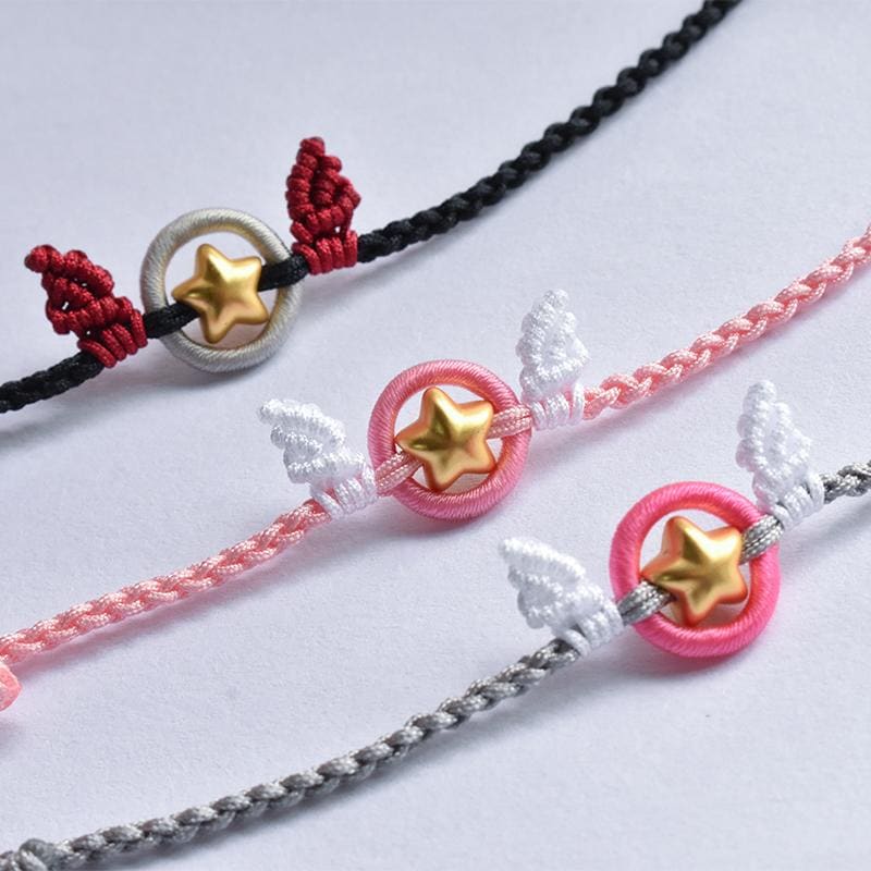 Pink/Gray/Black Cardcaptor Sakura Hand Rope Bracelet