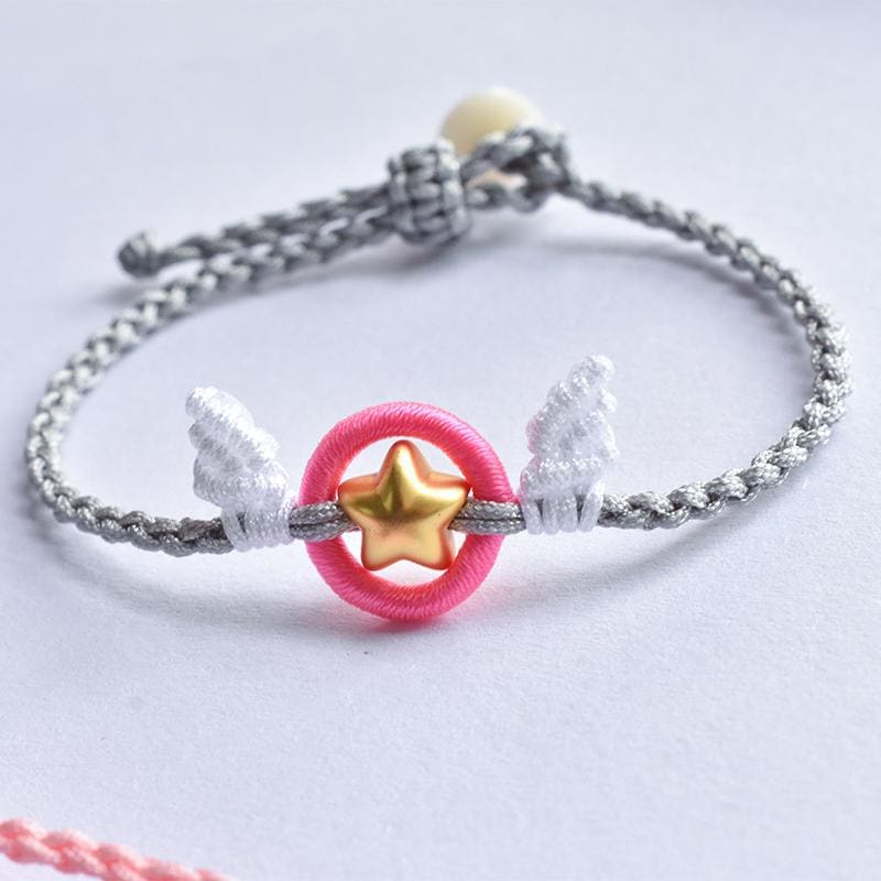 Pink/Gray/Black Cardcaptor Sakura Hand Rope Bracelet