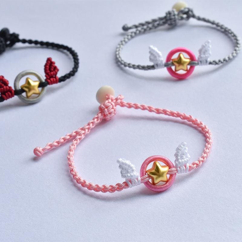 Pink/Gray/Black Cardcaptor Sakura Hand Rope Bracelet