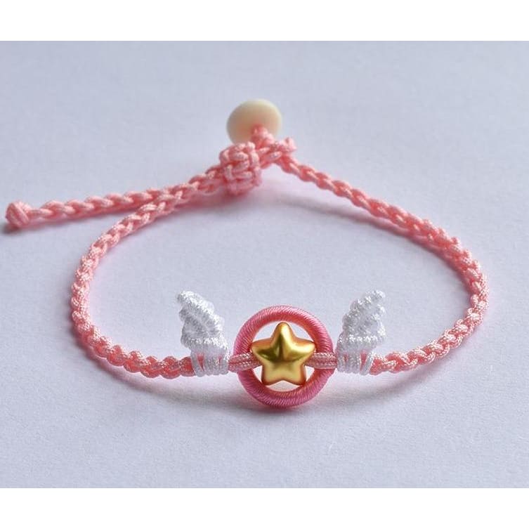 Pink/Gray/Black Cardcaptor Sakura Hand Rope Bracelet