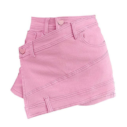 Pink Heart Denim Short Culottes - Shorts