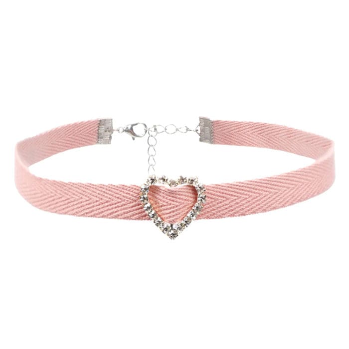 Pink Heart Diamond Choker - Standart / Pink - Necklace