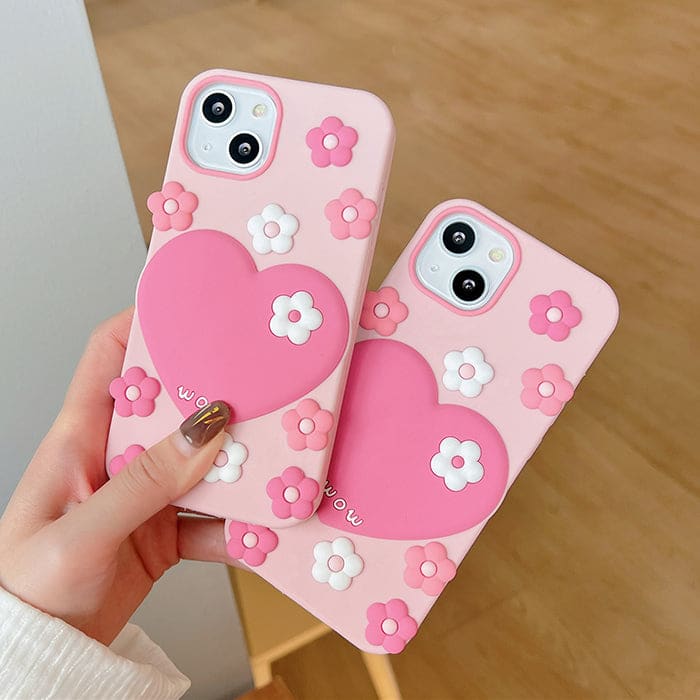 Pink Heart Flowers Phone Case - IPhone Case