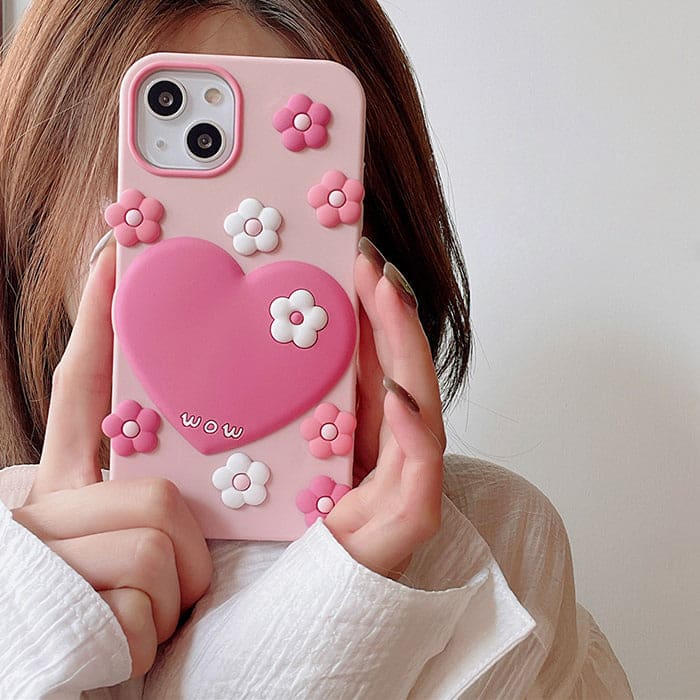 Pink Heart Flowers Phone Case - IPhone Case