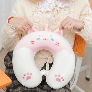 Pink Kitty Neck Pillow - Pink