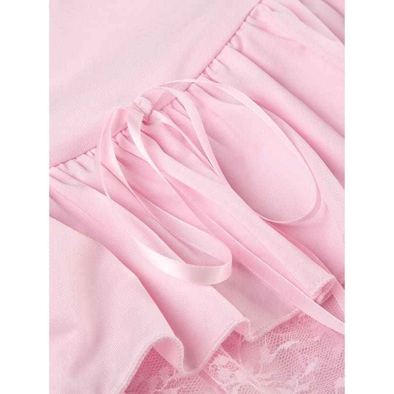 Pink Lace Layered Skirt - mini skirts