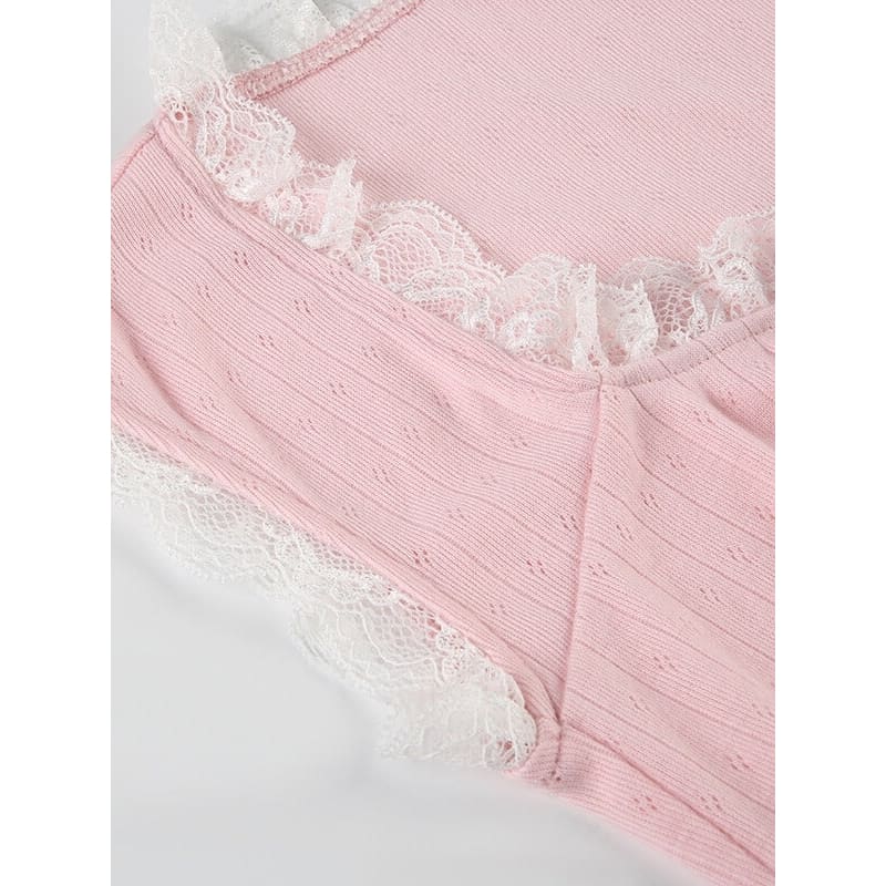 Pink Lace Patchwork Top - short sleeve tops
