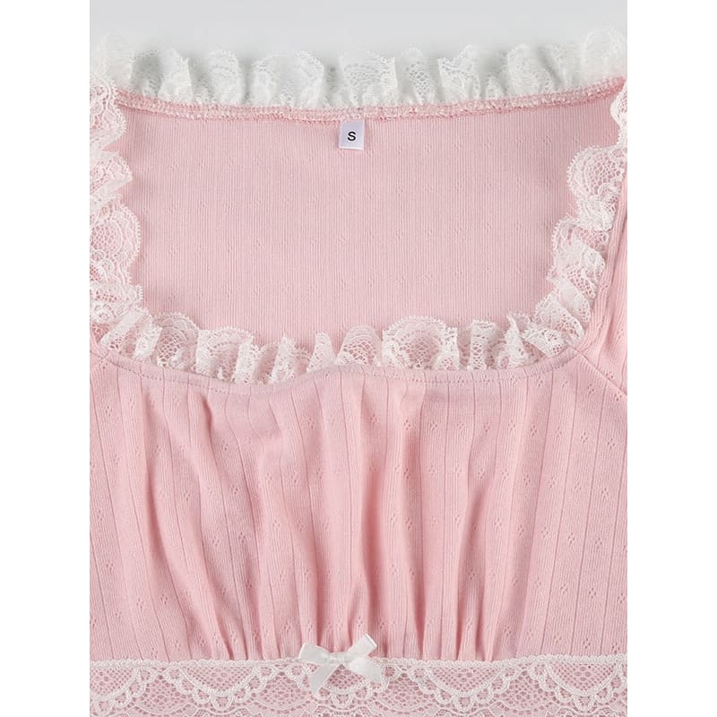 Pink Lace Patchwork Top - short sleeve tops