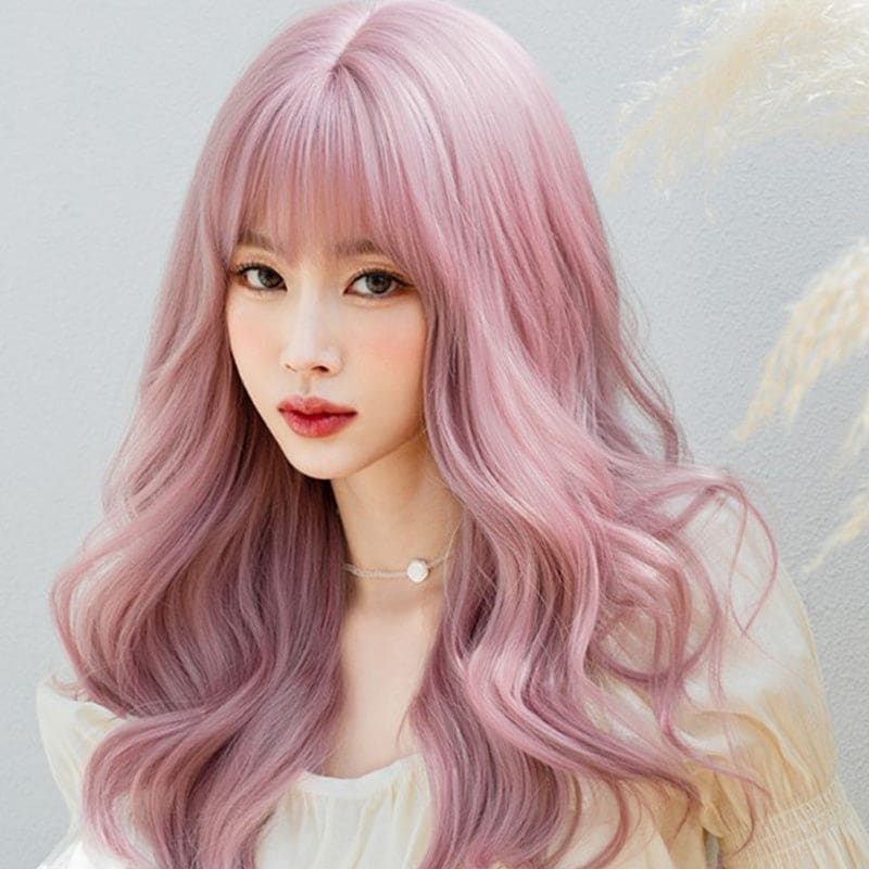 Pink Lolita Natural Long Big Wavy Wig - Pink / One Size