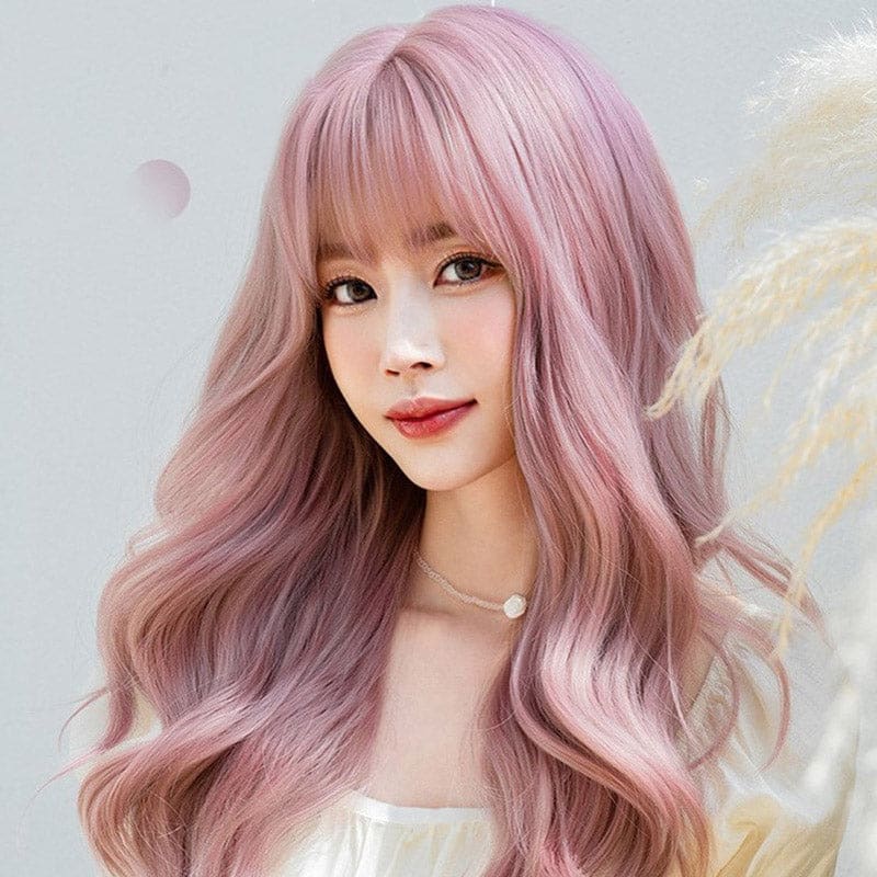 Pink Lolita Natural Long Big Wavy Wig - Pink / One Size