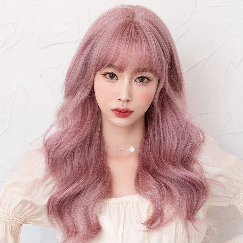 Pink Lolita Natural Long Big Wavy Wig - Pink / One Size